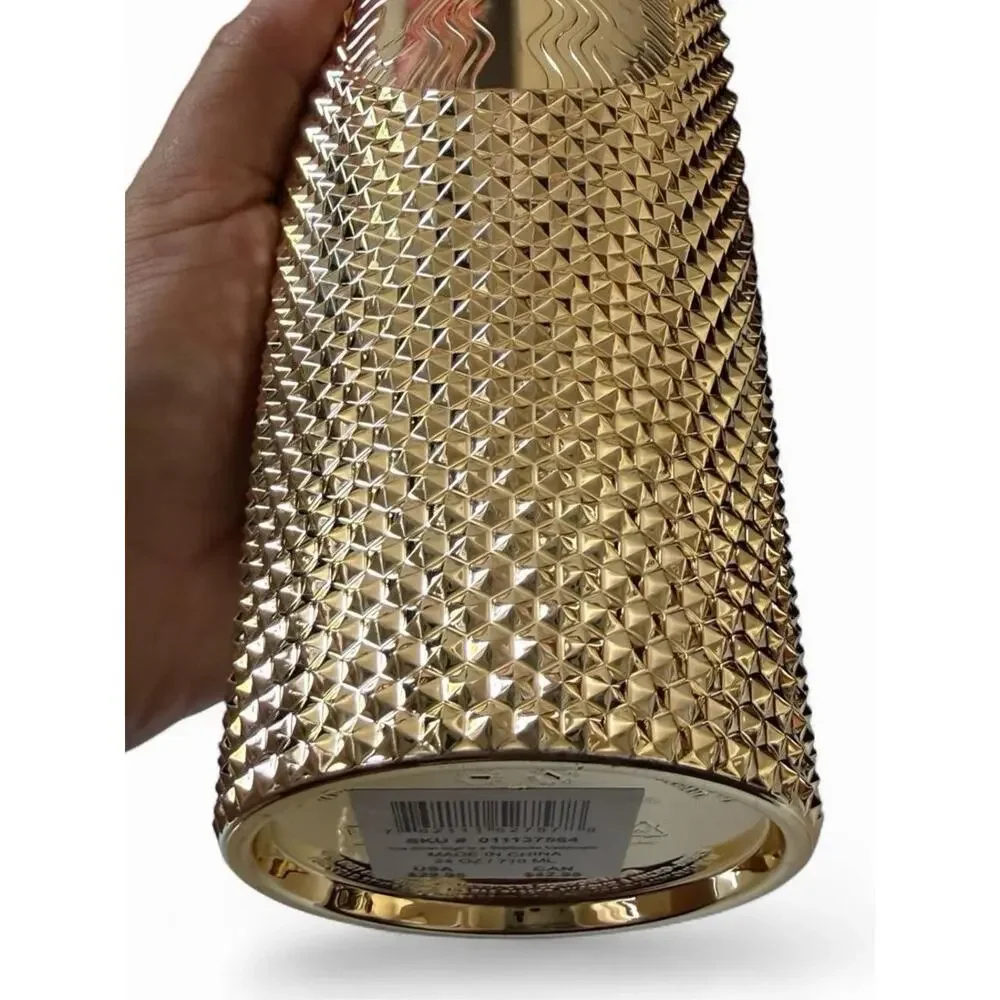Starbucks Gold Studded Diamond Cold Cup Tumbler 24 oz Venti w/ Lid & Straw New‎